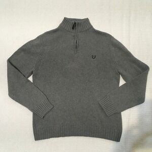 Chaps Mens Gray Cotton 1/4 Zip Mock Neck Sweater Size M